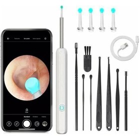 Resim Moveevo 3.3mm Hd Wifi Kulak Bakımı Kamerası - Ipx5 Su Geçirmez, 6 Led Işıklı Ve 8'li El Tipi Kulak Spoon Seti 