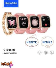 Resim Allure soft Haino Teko 40 mm G9 Mini Rose Gold Smart Watch 41 mm 4 Kordon ve Bileklik Hediyeli Akıllı Saat 