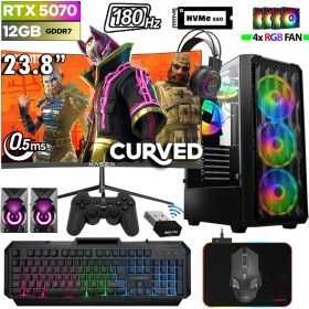 Resim Xaser Thunder X560 Ryzen 7 7700 16GB Ddr5 Ram 512GB M.2 Nvme SSD 12GB RTX5070 23.8" 180Hz Oyuncu Bilgisayarı 