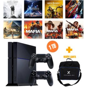 Resim Sony PlayStation 4 Standart 1TB + 8 Dijital Oyun + Çift Kol + ConsoleX Çanta (Yenilenmiş) 
