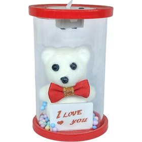 Resim Cam Fanus Işıklı I Love You Ayıcık Kırmızı 