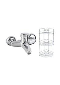 Resim Tema Cosmo Banyo Bataryası 61031 Metal Süngerlik 3'Lü Köşe Raf 2' Krom 