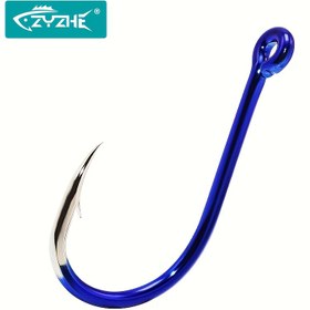 Resim ZHIYEZHE 35-55pcs Yüksek Karbon Çeliği Olta Tığ Seti, Mavi Kaplı, Gözü Olan Barbed Tığlar, Akarsu ve Baraj Balıkçılığı İçin Ürün Türü 