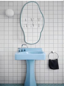 Resim Asimetrik 75x40 Cm Konsol Aynası, Dresuar Aynası, Tuvalet Aynası, Holl Aynası, Banyo Aynası Mavi 75 X 40 Mavi 