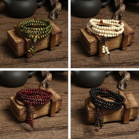 Resim Vintage tarzı 108 Boncuk Ahşap Duvarlık, İmitasyon Sandalwood Rosary, Meditasyon Bileği, El Yapımı Bileklik, Aksesuar 