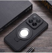 Resim Büyüteç Tutucu Litchi Doku Pu Telefon Kasası Siyah , Boyut:xiaomi 14 Pro İçin Mor 