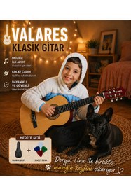 Resim valares Qcg3024 1/2 naturel Klasik Gitar Çocuklar İçin İdeal Yumuşak Tını Kolay Çalım Çanta Ve Pena Hediye 
