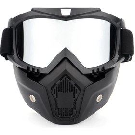 Resim AnkaShop Cross Motosiklet Bisiklet Gözlüğü Açık Kask Maskesi Süngerli Bant Lastikli Jet Maske Aynalı Cam 