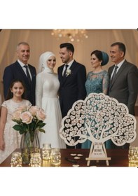Resim Düğün-nişan- Misafir Hatıra Anı Kutusu-defteri Hayat Ağacı 45cm Şeffaf Pleksi Şövale Ve Kalem Hediyeli 