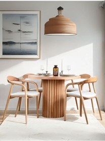 Resim Olimpos İskandinav Natural Ahşap Masa Sandalye Takımı 100x100 Natural 