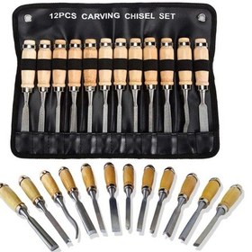 Resim 12Li Iskarpela Ahşap Oyma Keski Iskarpela Seti Marangoz Oyma 