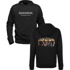 Resim Iron Maiden Tasarımlı Resimli Siyah Ön Arka Baskılı Çocuk Sweatshirt 