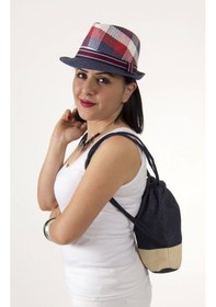 Resim Bay Şapkacı Ünisex Ekose Desenli Fötr Lacivert 6175 