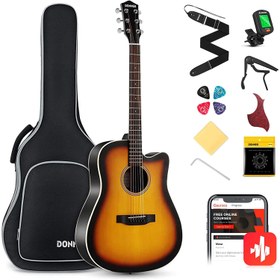 Resim Donner DAG-1CS (EC1020) Cutaway Akustik Gitar Paketi (Sunburst) 