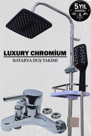 Resim tesitay Banyo Bataryası Ve Robot Duş Seti Krom Renk Musluk Armatür Ve Banyo Duş Takımı El Ve Tepe Duşu 