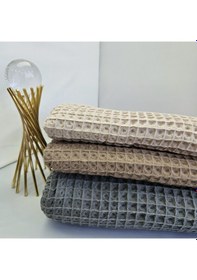 Resim Büyük Kareli Waffle Pike Bornozluk Kumaş 100% Pamuk Bw-05 Kahverengi 