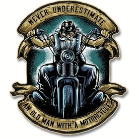 Resim Motosikletli Bir Yaşlıyı Her Zaman Düşünmezsin. Motosikletler, Arabalar, Kamyonlar, Bisikletler, Tekneler ve Dizüstü Bilgisayarlar İçin Uygun 6 İnç Etiket. 