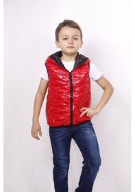 Resim Toontoy Kids Toontoy Erkek Çocuk Kapşonlu Parlak Yelek Kırmızı 