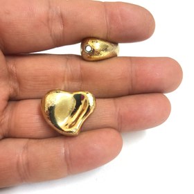 Resim Altın Kaplama 21mm Çatlatma Desen Şekilsiz Tombul Kalp 