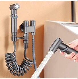 Resim Xurunkeji Girişli 2 Çıkışlı Çift Kontrol Vanası Mini Çok Fonksiyonlu Musluk Mini Duş Basınçlı Banyo Musluk Seti Bide Ve Duş İçin-b 