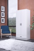 Resim ABETE MOBİLYA 2 Kapılı 1 Çekmeceli Geniş Gardırop (ELBİSE DOLABI-YÜKLÜK-KİLER) / Beyaz 