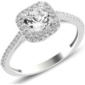 Resim Gümüş Rodyumlu Zirkon Taşlı Kare Yüzük 