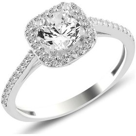 Resim Gümüş Rodyumlu Zirkon Taşlı Kare Yüzük 