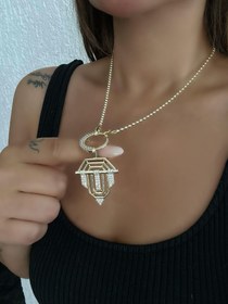 Resim Topçuk Zincir Detaylı Şövalye Çelik Kolye 