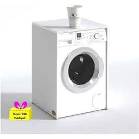 Resim Kenzlife Çamaşır&kurutma Makinesi Dolabı Büyük Boy Afanasi Byz 100 80 70 Banyo Arkalıksız + Tekli Duvar Rafı Hediyeli Beyaz 