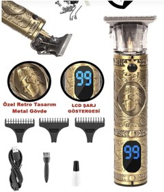 Resim gold honey Metal Gövdeli Su Geçirmez Ve dijital Ekranlı Ense,Saç,Sakal,Tüm Vucut Traş Makinası 