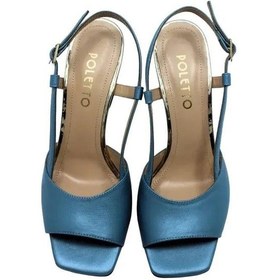 Resim Poletto Hakiki Deri Mavı-altın Sandalet Topuklu 319 260 V1-520 Mavi 