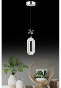 Resim İstanbul Avize Led Alfa Tekli Gümüş 3 Renk Ledli Modern Led Avize 