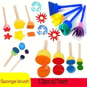 Resim 13 adet/set Boyama Süngeri Mühür Fırçaları, Rulolar, Sünger Çubuklar, Silme Graffiti Boyama Araçları, Sanat Malzemeleri, Sünger Mühür Boyama DIY Yaratıcı Graffiti Boyama Araçları, Dairesel Sünger Fırça Boyama, Akrilik Sünger Boyama, Sanat ve El Sanatları Boyama Araçları, Dairesel Ahşap Saplı Sünger Fırça Sünger Fırça, Mantar Başlı Sünger Fırça 