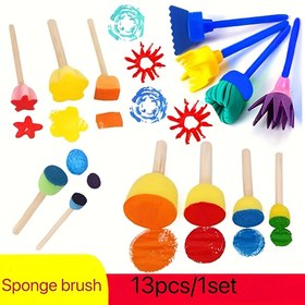 Resim 13 adet/set Boyama Süngeri Mühür Fırçaları, Rulolar, Sünger Çubuklar, Silme Graffiti Boyama Araçları, Sanat Malzemeleri, Sünger Mühür Boyama DIY Yaratıcı Graffiti Boyama Araçları, Dairesel Sünger Fırça Boyama, Akrilik Sünger Boyama, Sanat ve El Sanatları Boyama Araçları, Dairesel Ahşap Saplı Sünger Fırça Sünger Fırça, Mantar Başlı Sünger Fırça 