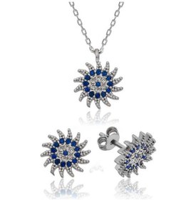 Resim 925 Ayar Gümüş Güneşli Nazar Set 