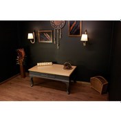 Resim Wooding 110 Cm Masif Naturel Antrasit Oymalı Orta Sehpa 