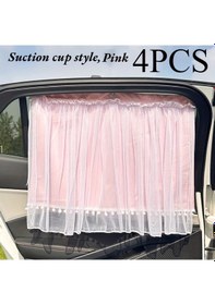 Resim Chuangyinshop Suction Cup Pink 4cps Araba Güneşlik Perdesi 4 Parça Işık Ve Isı Yalıtımı 