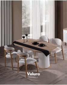 Resim Boerno Yemek Odası Takımı Yemek Masası + 4 Adet Sandalye Beyaz - Ceviz 