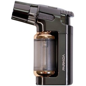 Resim Parmida Tek Torch Pürmüz Gümüş Masa Tipi Metal Puro Çakmağı 
