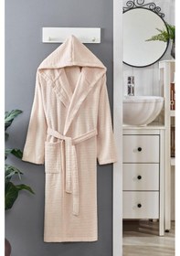 Resim Doğa Serisi Kapşonlu Bornoz Bej+ Bej 