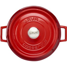 Resim Lava Döküm Trendy Kapak Yuvarlak Kırmızı Tencere Ø 28 cm. 
