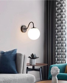 Resim Rsylight Retro Metal Glop Camlı Siyah Rustik Moden Dekoratif Duvar Aplik Siyah 