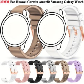 Resim 20 mm Silikon Yedek Saat Kayışı - Su Geçirmez Akıllı Saat Kayışı - İtme Düğmeli Katlanabilir Toka ile Uyumlu - Venu Sq, Vivoactive, for Galaxy Watch, Huawei Watch GT ve Amazfit GTS Serisi Aksesuarlar 