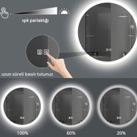 Resim Akıllı Ayna Buhar Tutmayan Hareket Sensörlü 3 Renk Ledli Siyah Çerçeveli Banyo Aynası 60x90 
