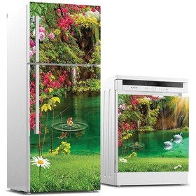 Resim Buzdolabı Ve Bulaşık Makinası Beyaz Eşya Sticker Kaplama Göl Çiçe (540884654) 