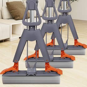 Resim Paslanmaz Çelik Sünger Paspas Seti, 3 Yedek Başlık, Eller Serbest Sıkma Su Sistemi, Mutfak, Banyo, Parke, Fayans ve Laminat Zeminler için Süper Emici ve Toz Giderme - Islak ve Kuru Zemin Temizlik Seti 