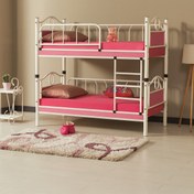 Resim ARGİMO Zümrüt Bebek Çocuk Odası Ahşap Başlık Metal Ranza Ve Karyola 70x130 Beyaz Pembe 