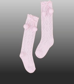 Resim Kıpırık Baby 1'li Kız Bebek Pon Pon Kurdele Detaylı Dizaltı Çorap Pembe-1235 Pembe 