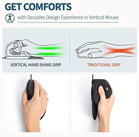 Resim DeLUX Kablolu Ergonomik Fare, 6 Düğme ve Başparmak Tekerleği ile Dikey Fare, 4000 DPI, Sessiz Tıklama, RGB Işık, Manyetik Çıkarılabilir Bilek Dayanağı, Dizüstü Bilgisayar/PC/Mac (M618XSU) için 