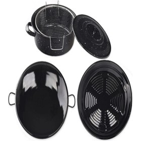 Resim Emaye Mutfak Seti Kızartma, Kavurma Közleme Seti 3 Parça 